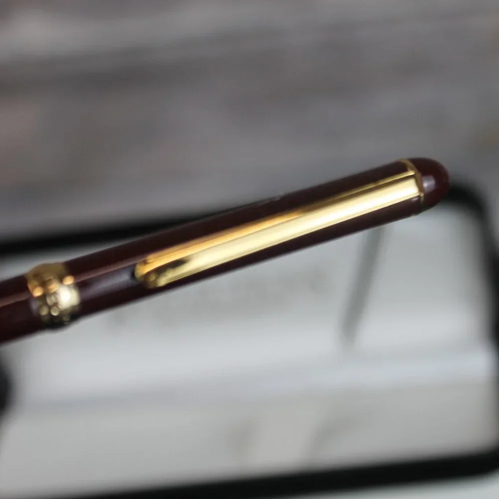 Reflections Fine Writing Instruments Red Maroon Gold Ball Point Pen Black Ink